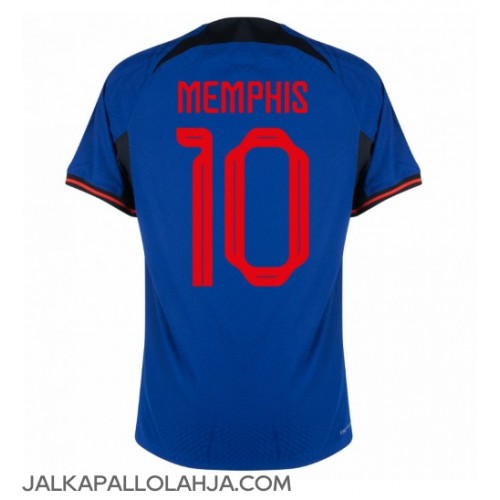 Alankomaat Memphis Depay #10 Kopio Vieras Pelipaita MM-kisat 2022 Lyhyet Hihat